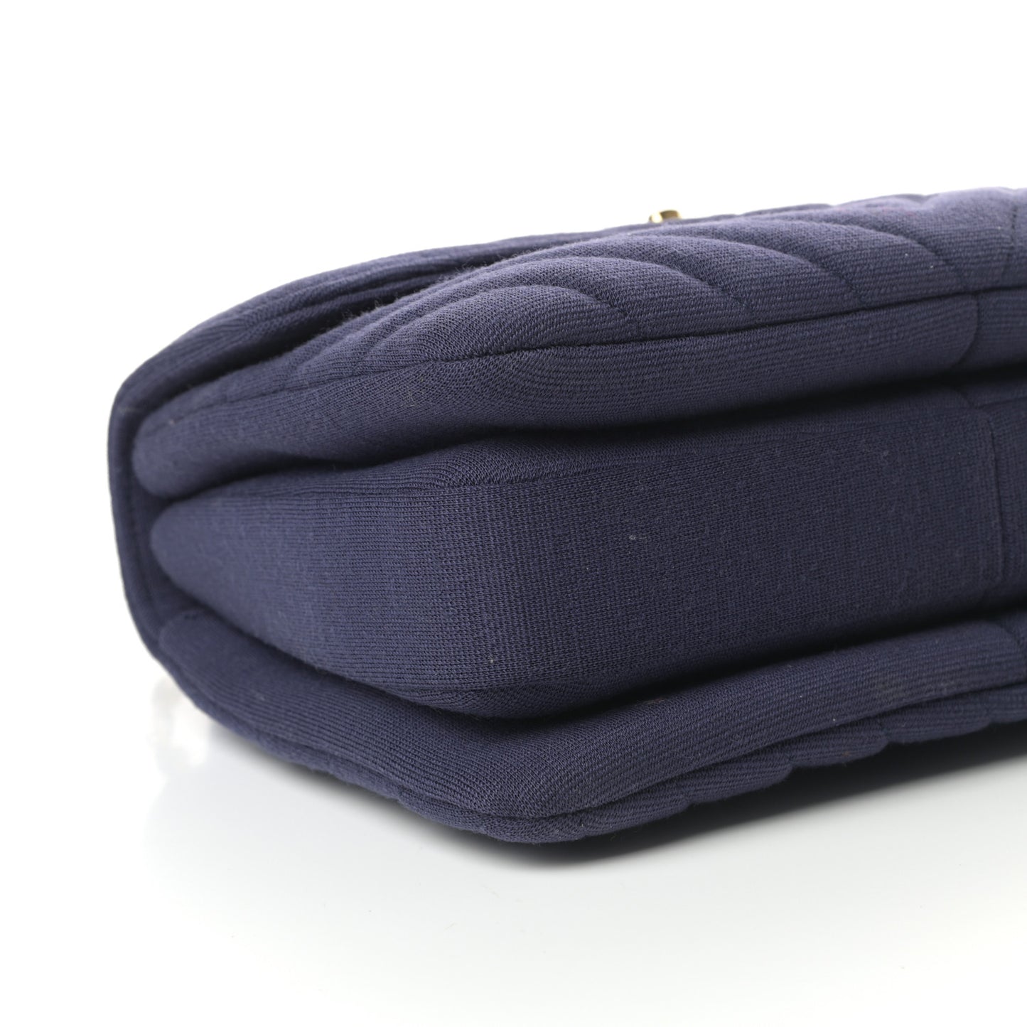 Jersey Chevron Quilted Small Trendy CC Dual Handle Flap Bag Navy Blue