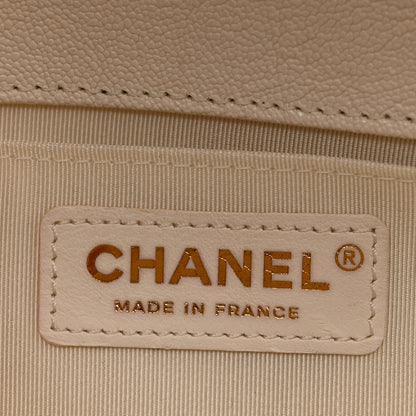 Chanel Caviar Chevron Quilted Medium Boy Flap White 6 of 11