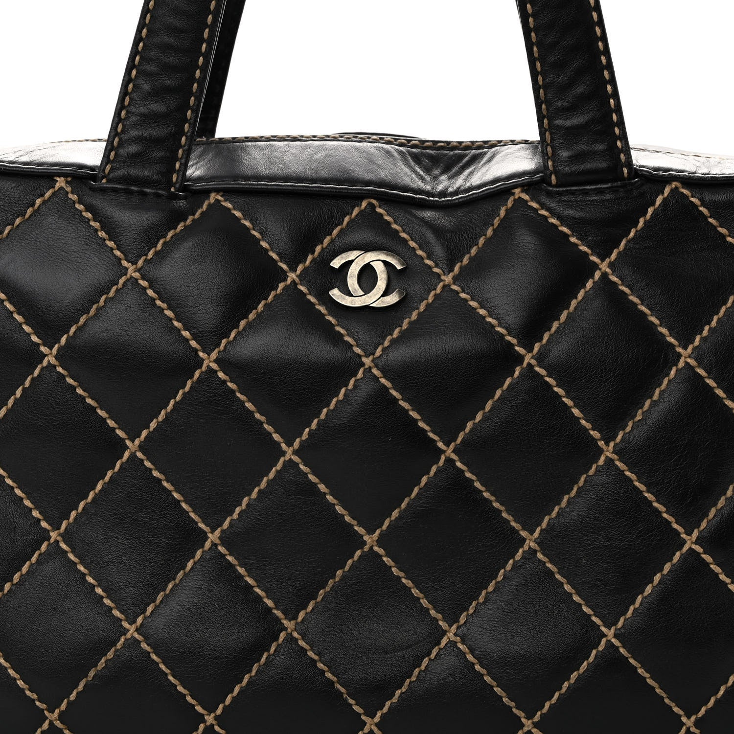 Chanel Calfskin Contrast Stitch Surpique Bowler Dark Brown 7 of 9