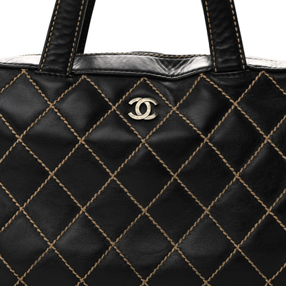 Chanel Calfskin Contrast Stitch Surpique Bowler Dark Brown 7 of 9