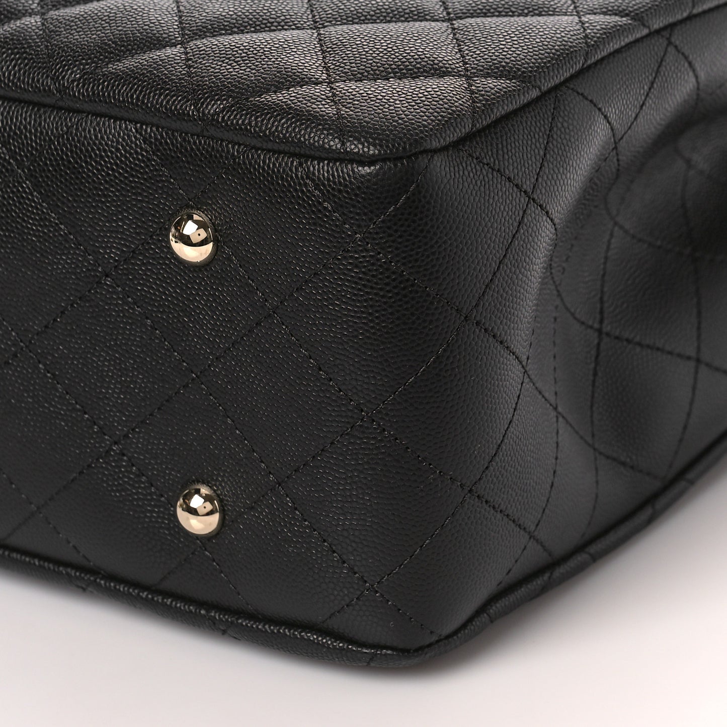 Caviar Quilted Large Shopping Tote Black