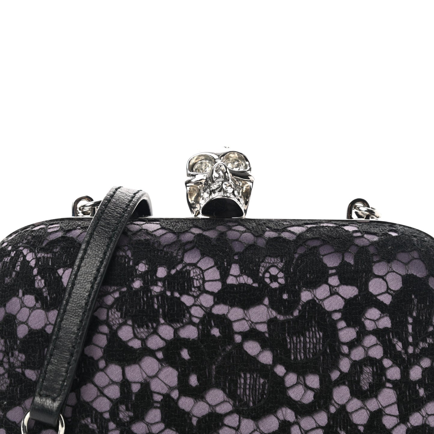 Lace Skull Box Clutch Black