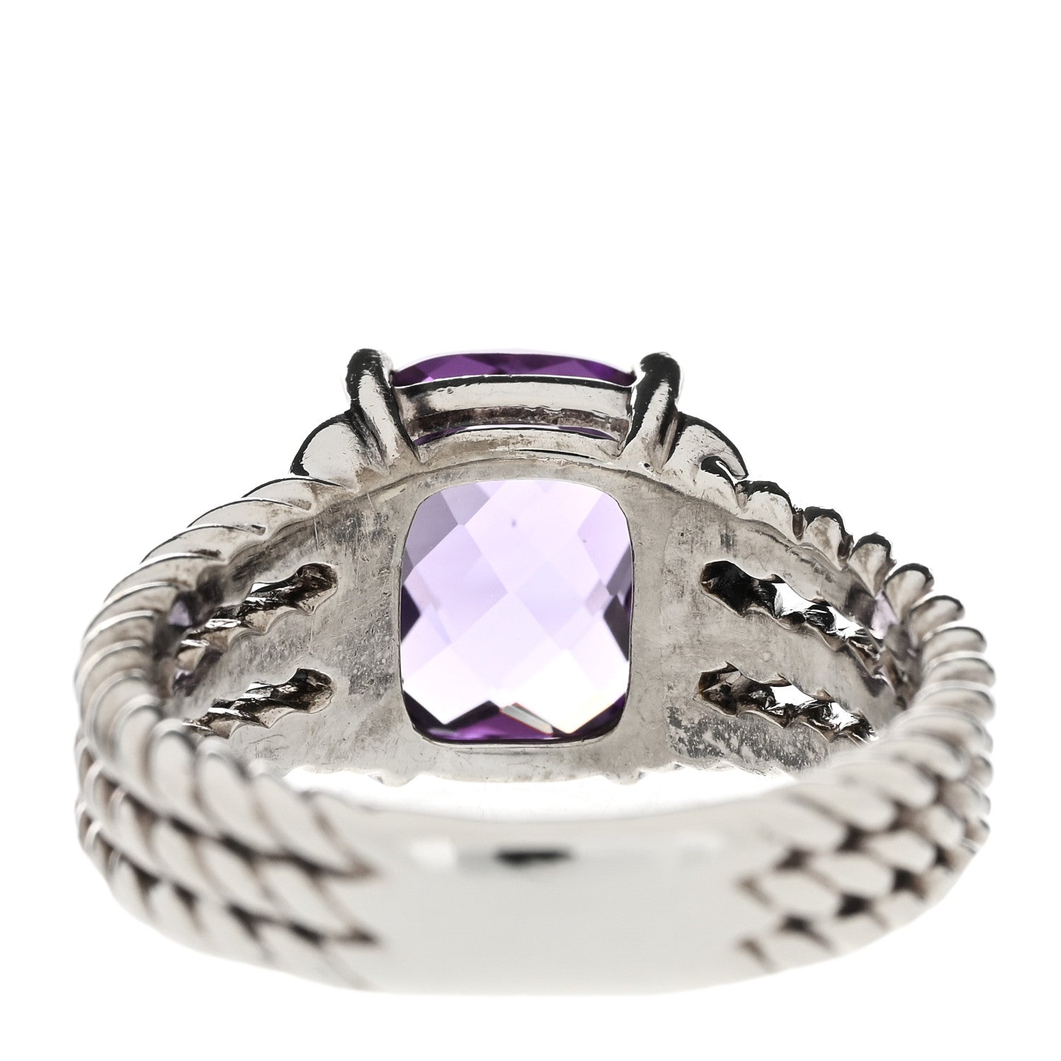 David Yurman Sterling Silver Diamond Amethyst 10mm Petite Wheaton Ring 54 6.75 8 of 8