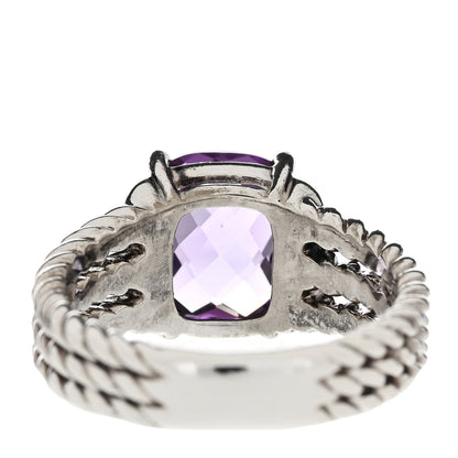 David Yurman Sterling Silver Diamond Amethyst 10mm Petite Wheaton Ring 54 6.75 8 of 8
