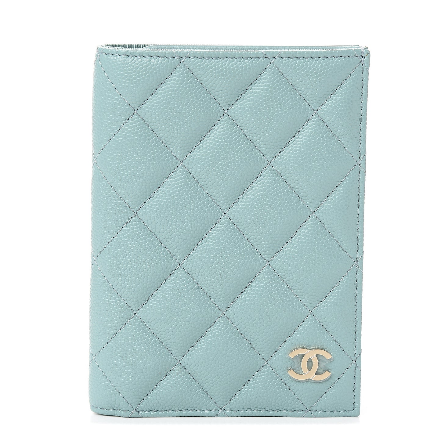 Caviar Quilted Passport Holder Blue