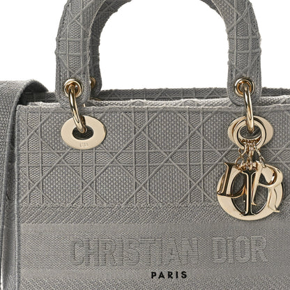 Christian Dior Canvas Embroidered Cannage Medium Lady D-Lite Gray 7 of 13