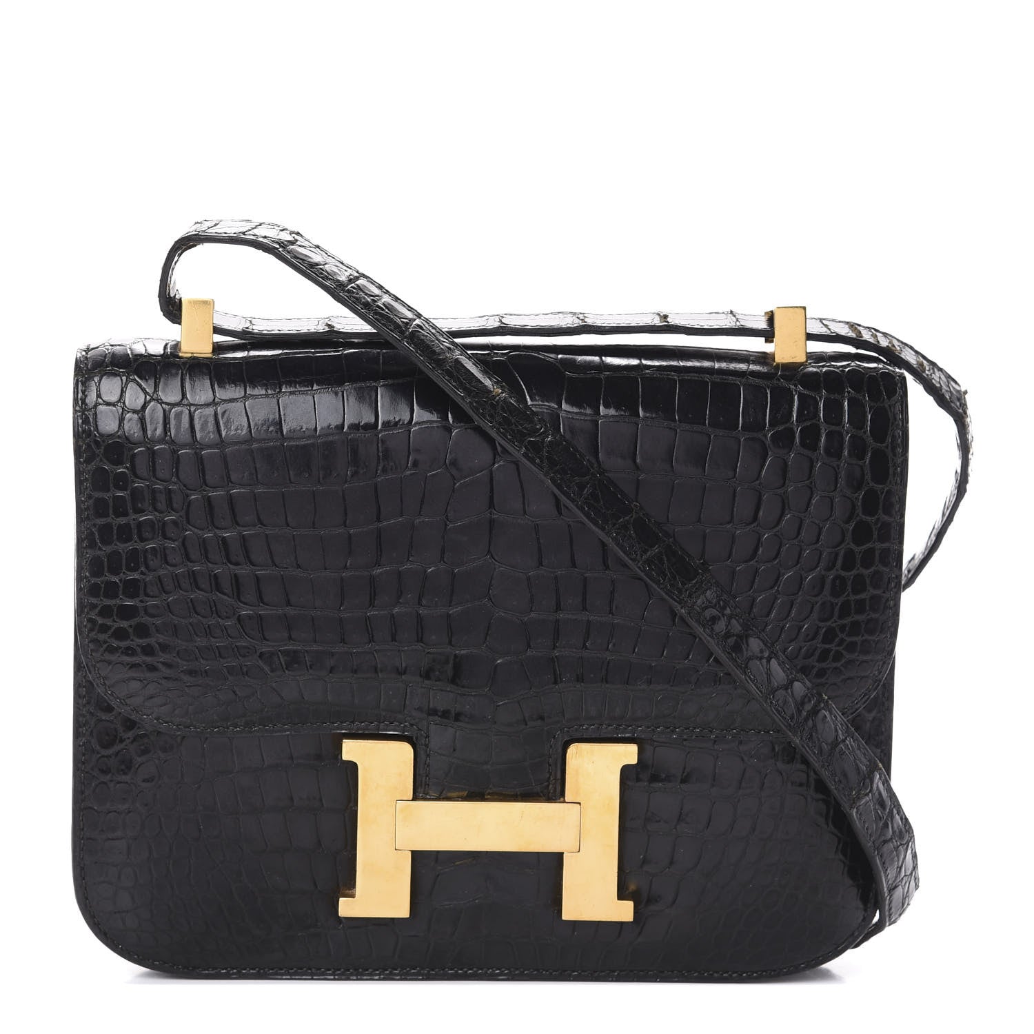 Hermes Shiny Porosus Crocodile Constance 24 Black 1 of 20