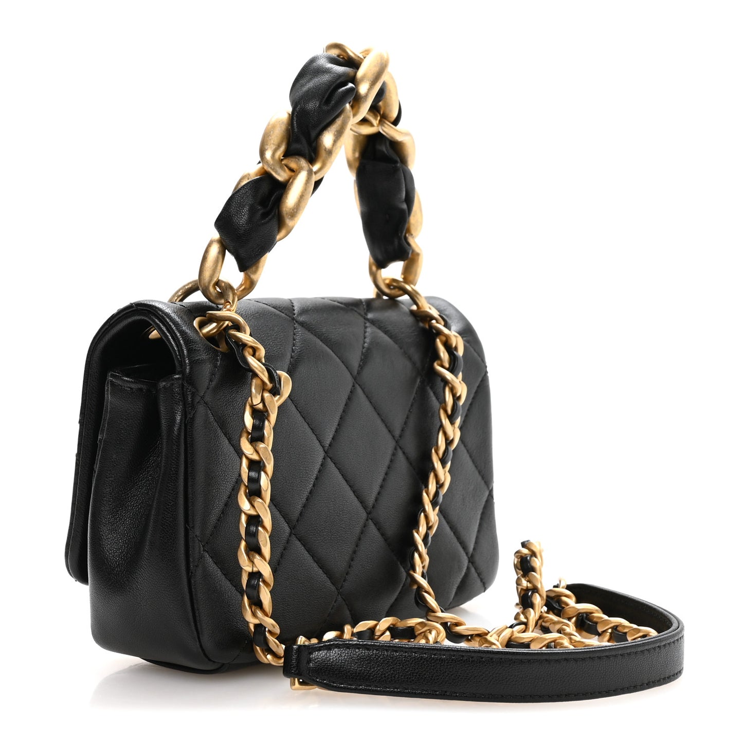 Shiny Lambskin Small Chain Is More Flap Black