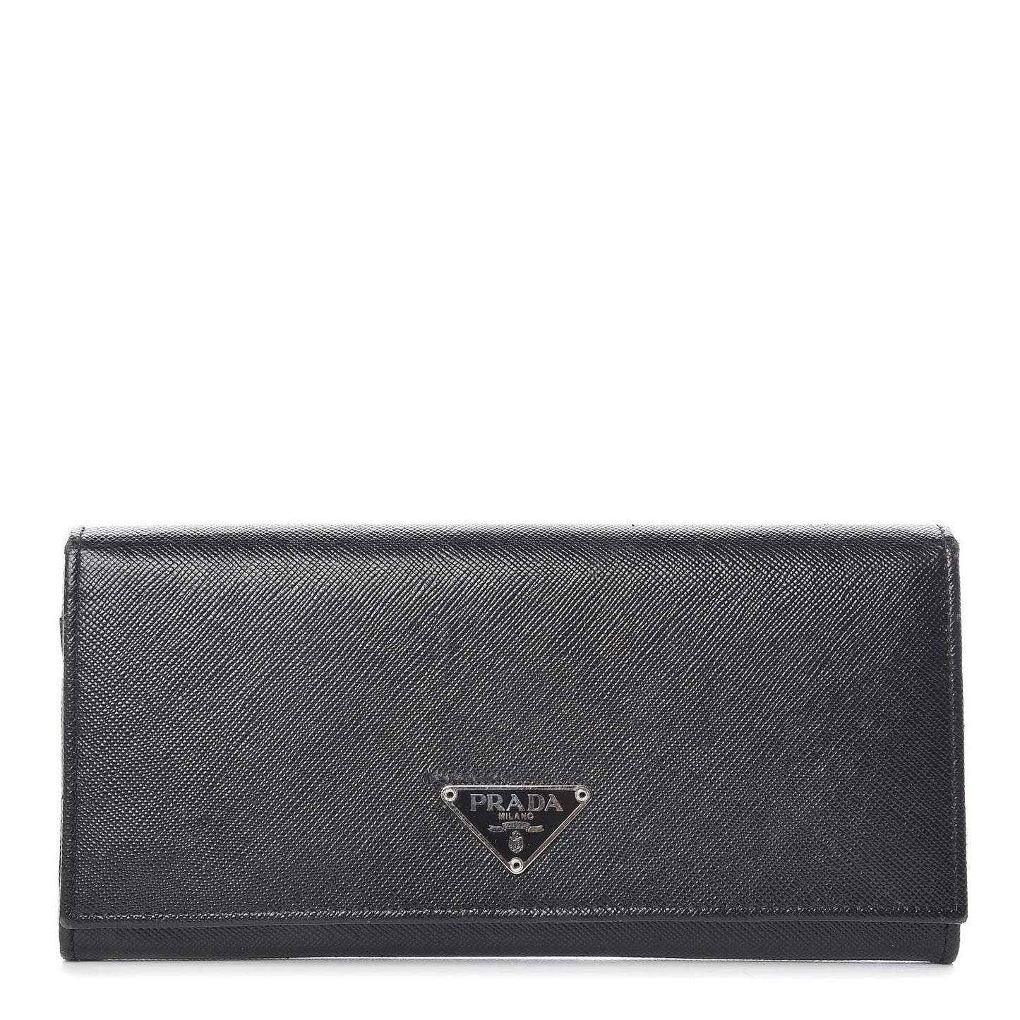 Saffiano Triangle Continental Flap Wallet Black