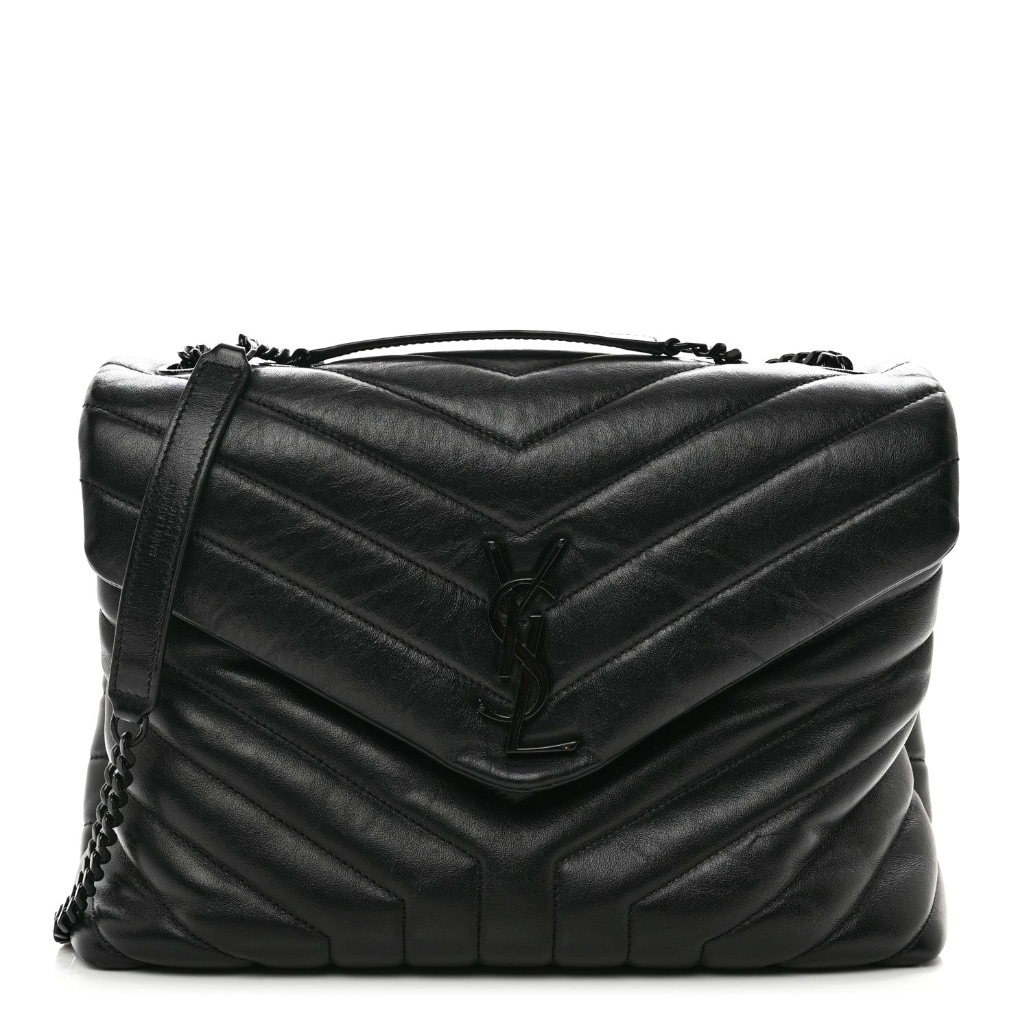 Saint Laurent Calfskin Y Quilted Monogram Monochrome Medium Loulou Chain Satchel Black 1 of 11
