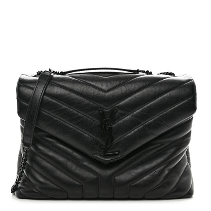 Saint Laurent Calfskin Y Quilted Monogram Monochrome Medium Loulou Chain Satchel Black 1 of 11