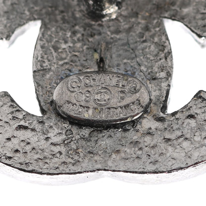 Chanel Ruthenium Crystal CC Earrings Silver Black 4 of 4