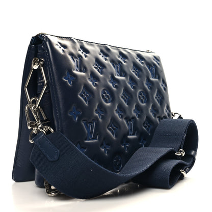 Louis Vuitton Lambskin Embossed Monogram Coussin PM Navy 3 of 14