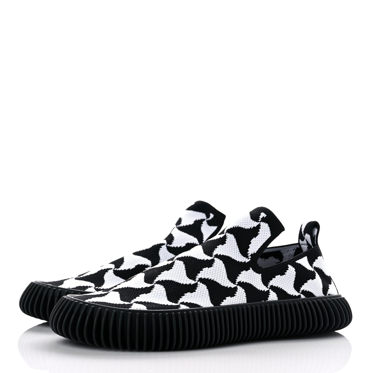 Bottega Veneta Technical Knit Mens Ripple Slip On Sneakers 43 Black Optic White 3 of 8