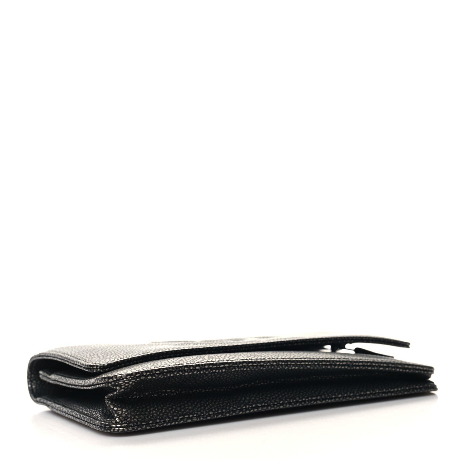 Chanel Metallic Caviar Timeless CC Wallet On Chain WOC Grey 4 of 11