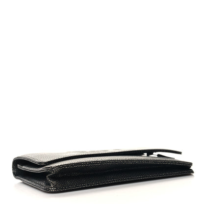 Chanel Metallic Caviar Timeless CC Wallet On Chain WOC Grey 4 of 11
