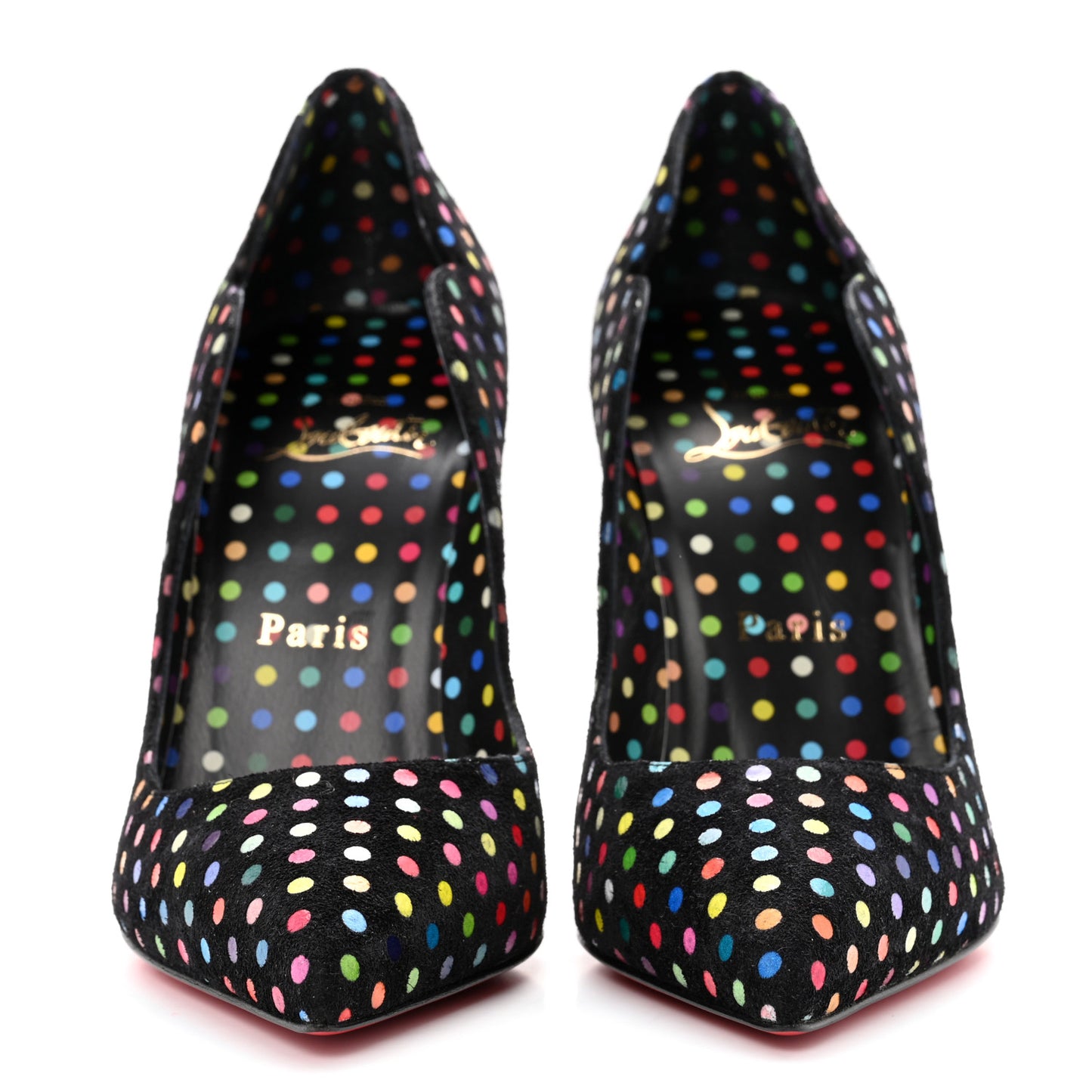 Suede Polka Dot Hot Chick 100 Pumps 35.5 Black Multicolor