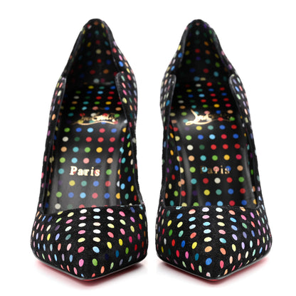 Christian Louboutin Suede Polka Dot Hot Chick 100 Pumps 35.5 Black Multicolor 2 of 8