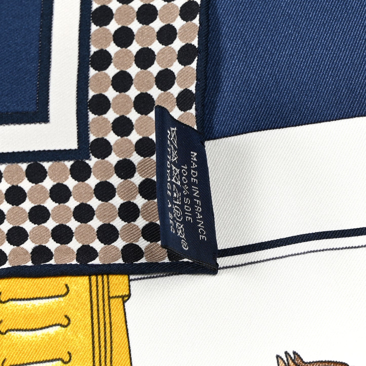 Silk Carrick a Pompe Scarf 70 Marine Blanc Gold