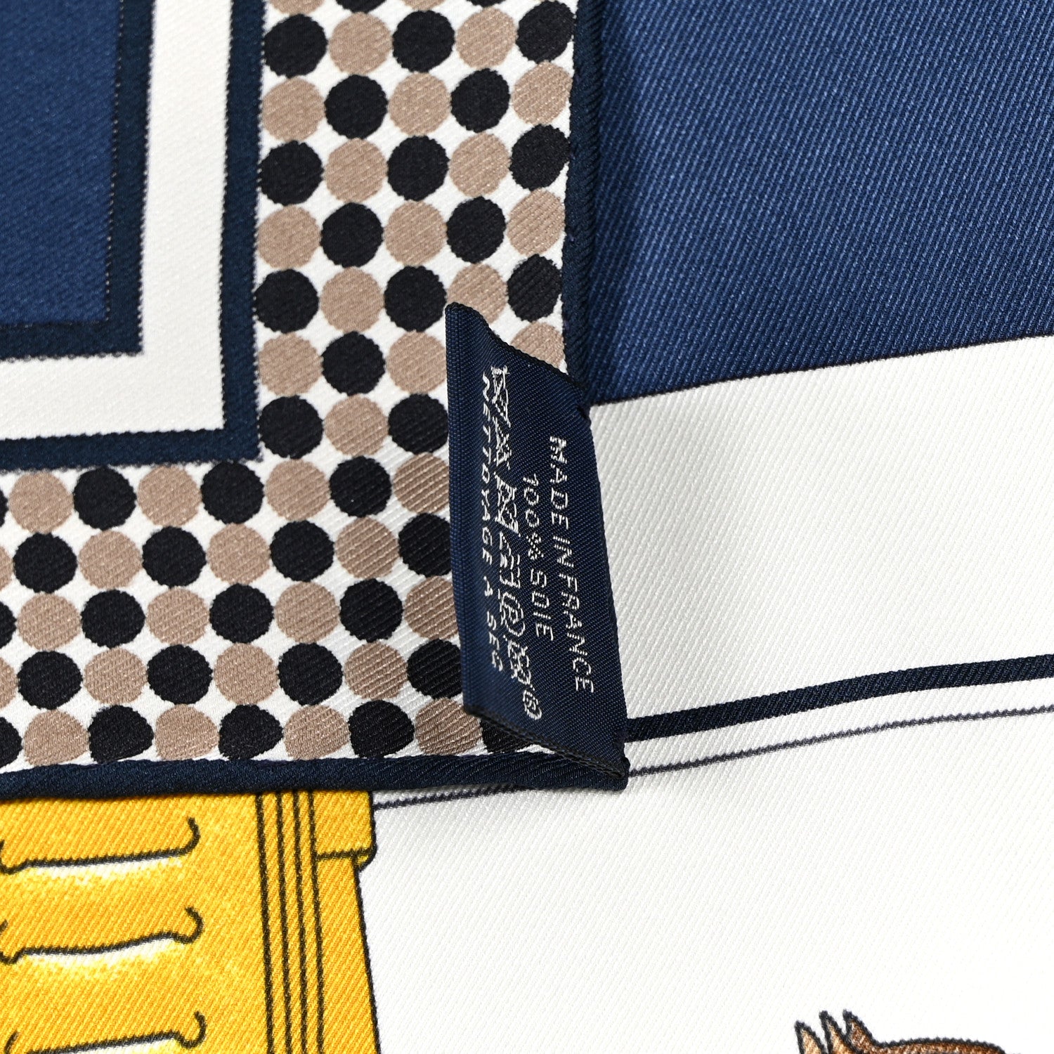 Hermes Silk Carrick a Pompe Scarf 70 Marine Blanc Gold 5 of 5