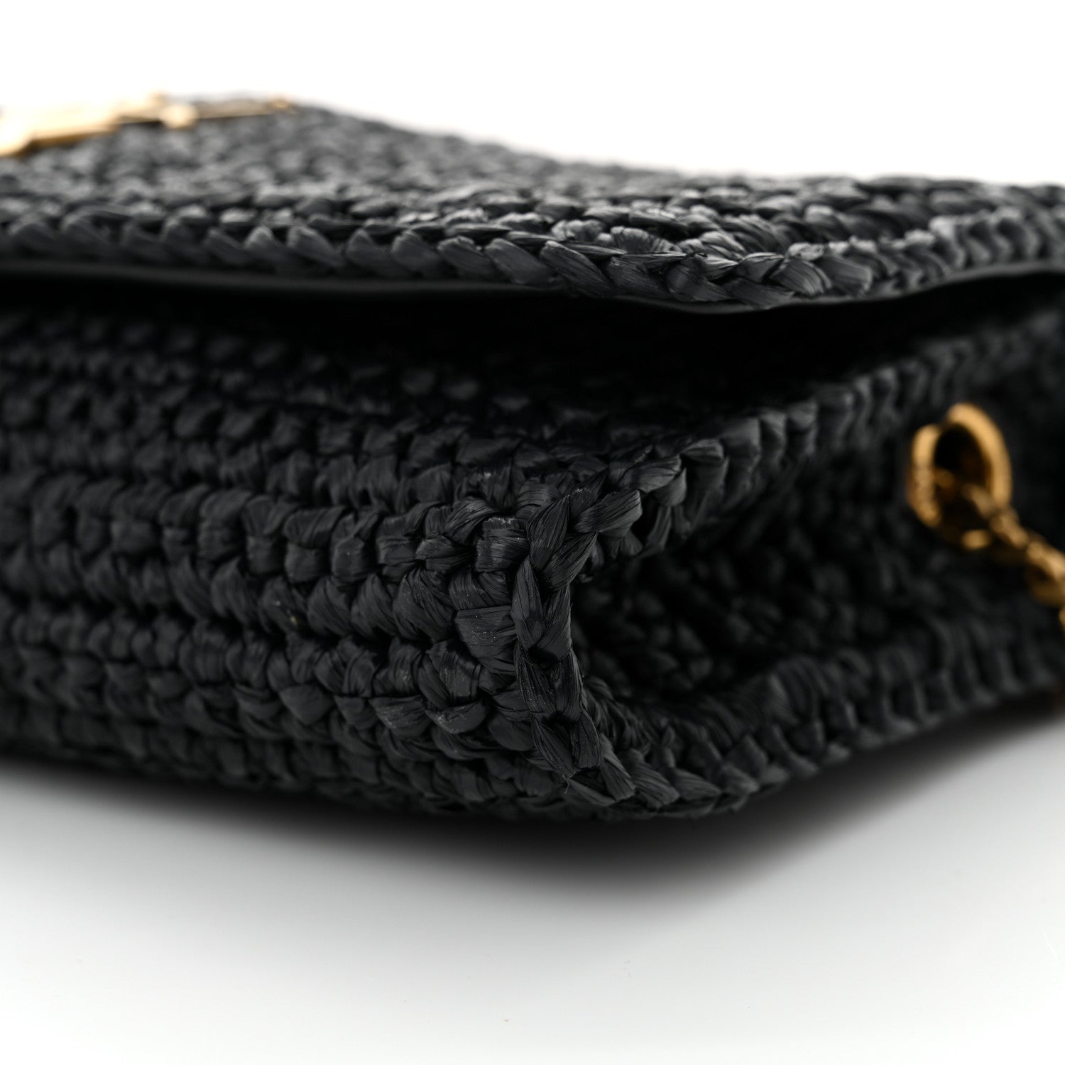 Saint Laurent Raffia Monogram Tassel Kate 99 Black 9 of 10
