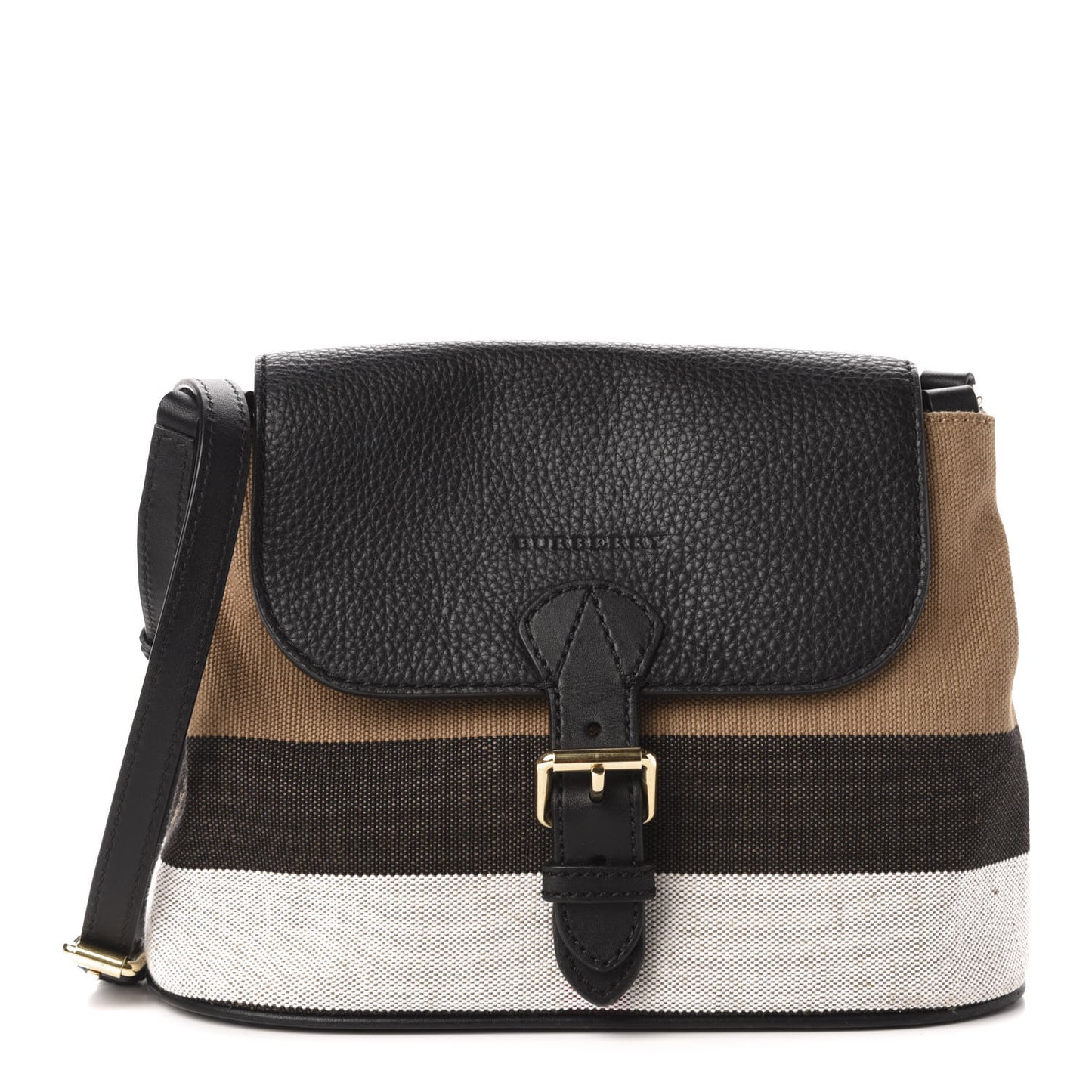 Mega Check Grainy Calfskin Small Gowan Messenger Bag Black