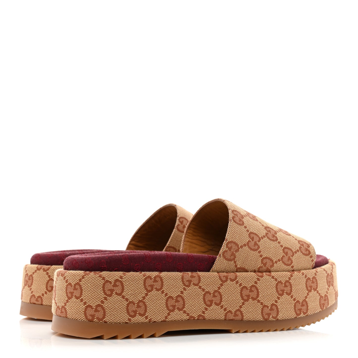 Canvas GG Monogram Angelina Platform Slide Sandals 36.5 Beige Ruggine