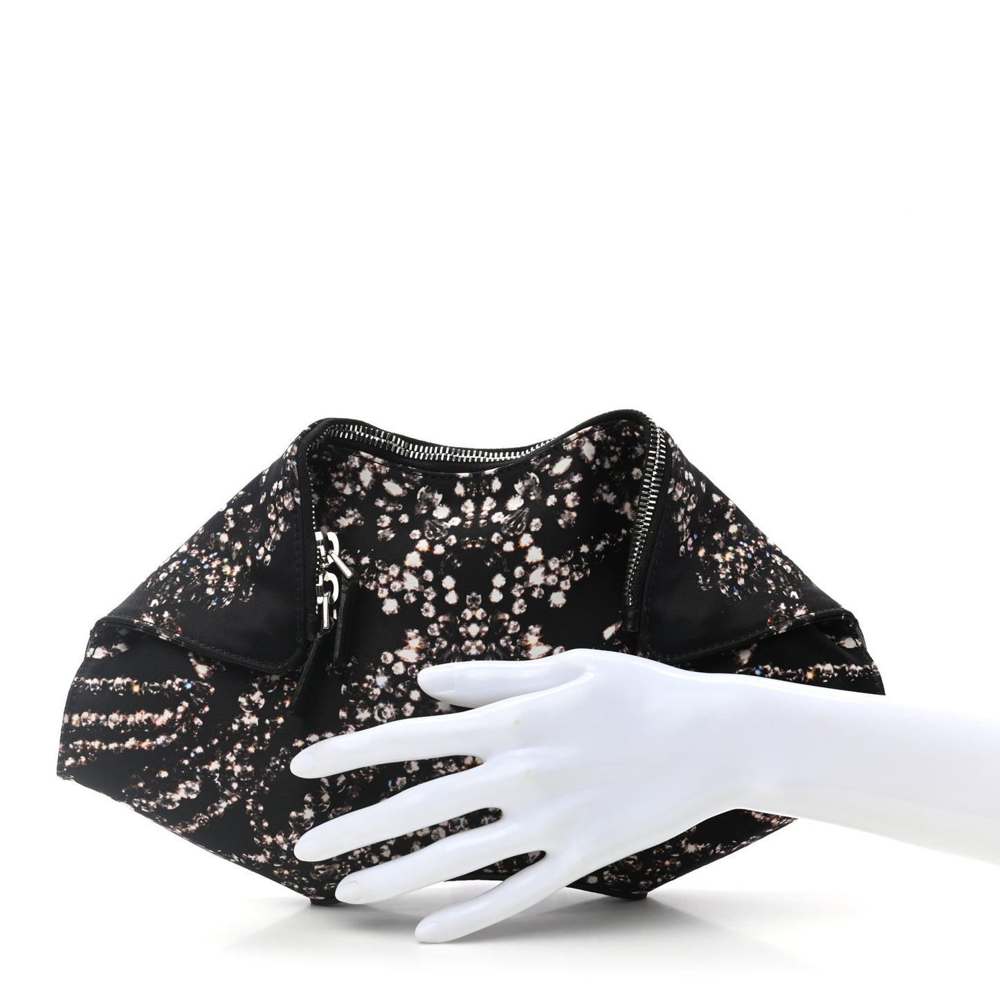 Silk Dandelion Print De Manta Clutch Black