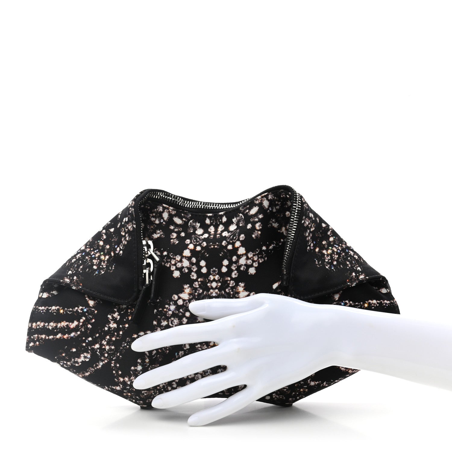 Alexander McQueen Silk Dandelion Print De Manta Clutch Black 2 of 8