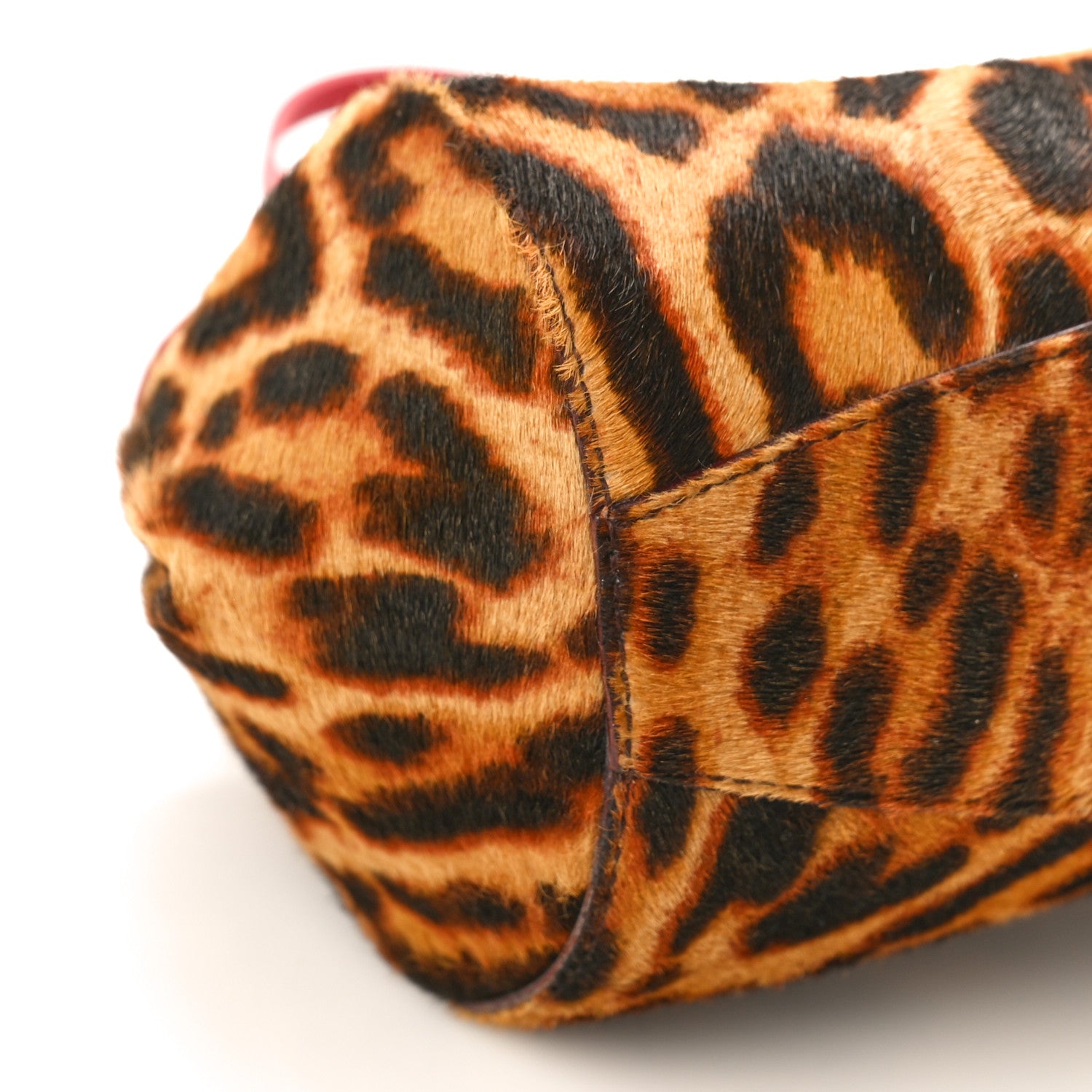 Christian Dior Pony Hair Leopard Print Diva Logo Shoulder Bag Red 7 of 8