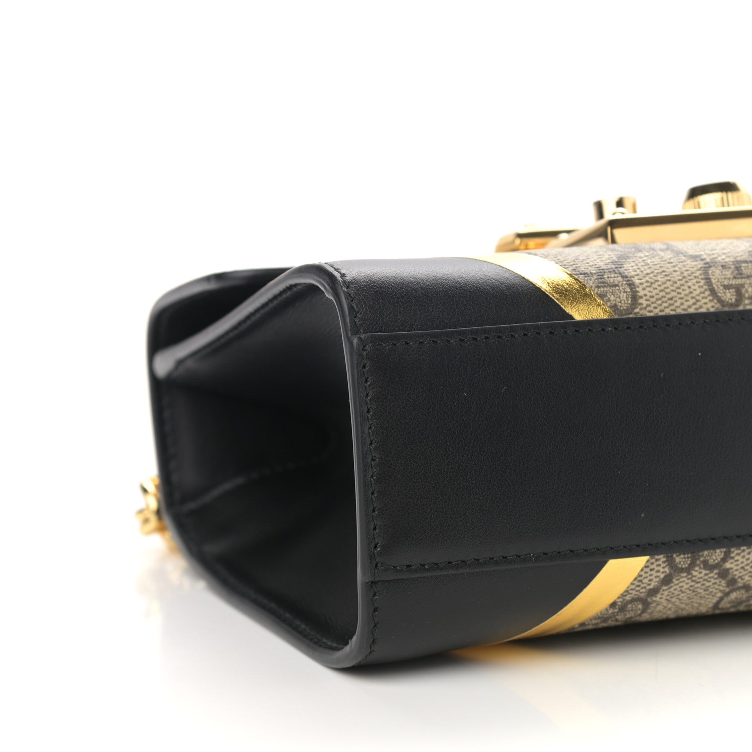 Gucci Calfskin GG Supreme Monogram Small Padlock Shoulder Bag Black Gold 9 of 10