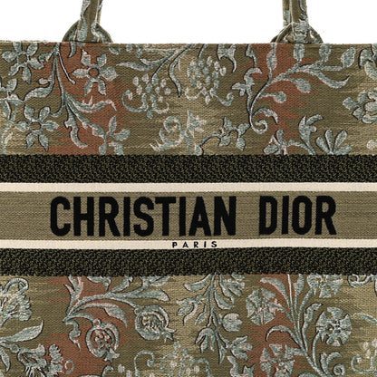 Christian Dior CHRISTIAN DIOR Canvas Embroidered Medium Brocart Book Tote Metallic Green 8 of 14