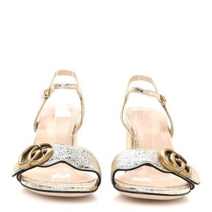 Gucci Galassia GG Marmont Ankle Wrap 75mm Sandals 35 Platino 3 of 8