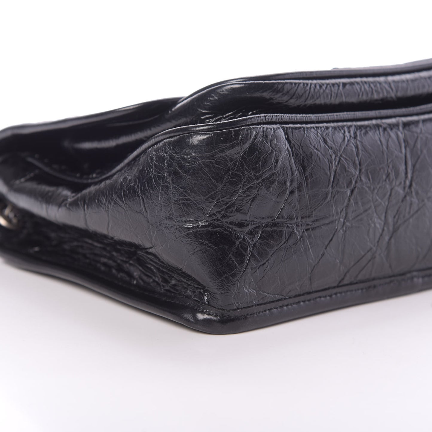 Crinkled Calfskin Matelasse Monogram Baby Niki Chain Satchel Black