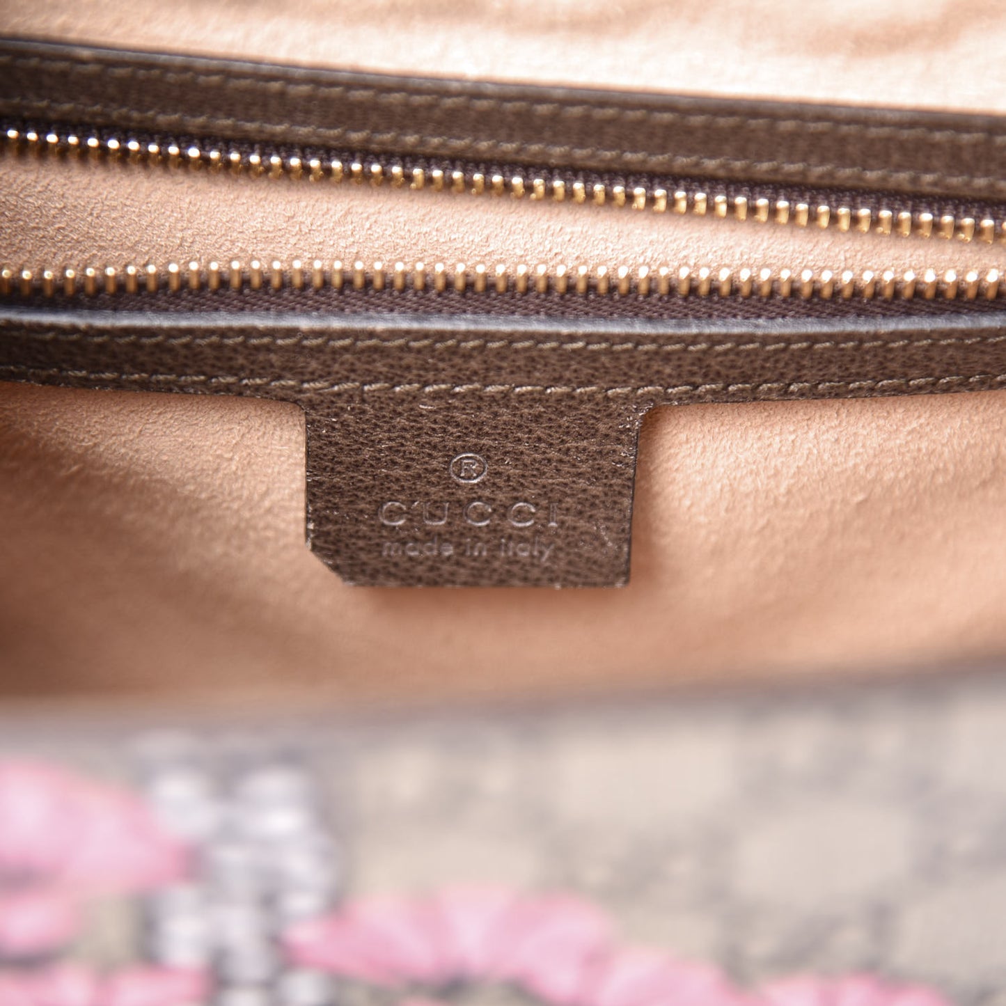 GG Supreme Monogram Bengal Small Padlock Top Handle Bag Beige Pink