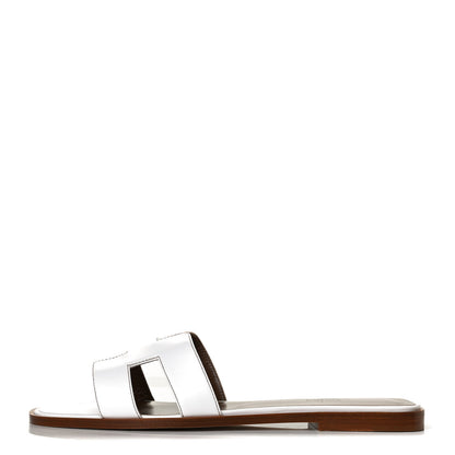 Hermes Box Calfskin Oran Sandals 40.5 White 1 of 10