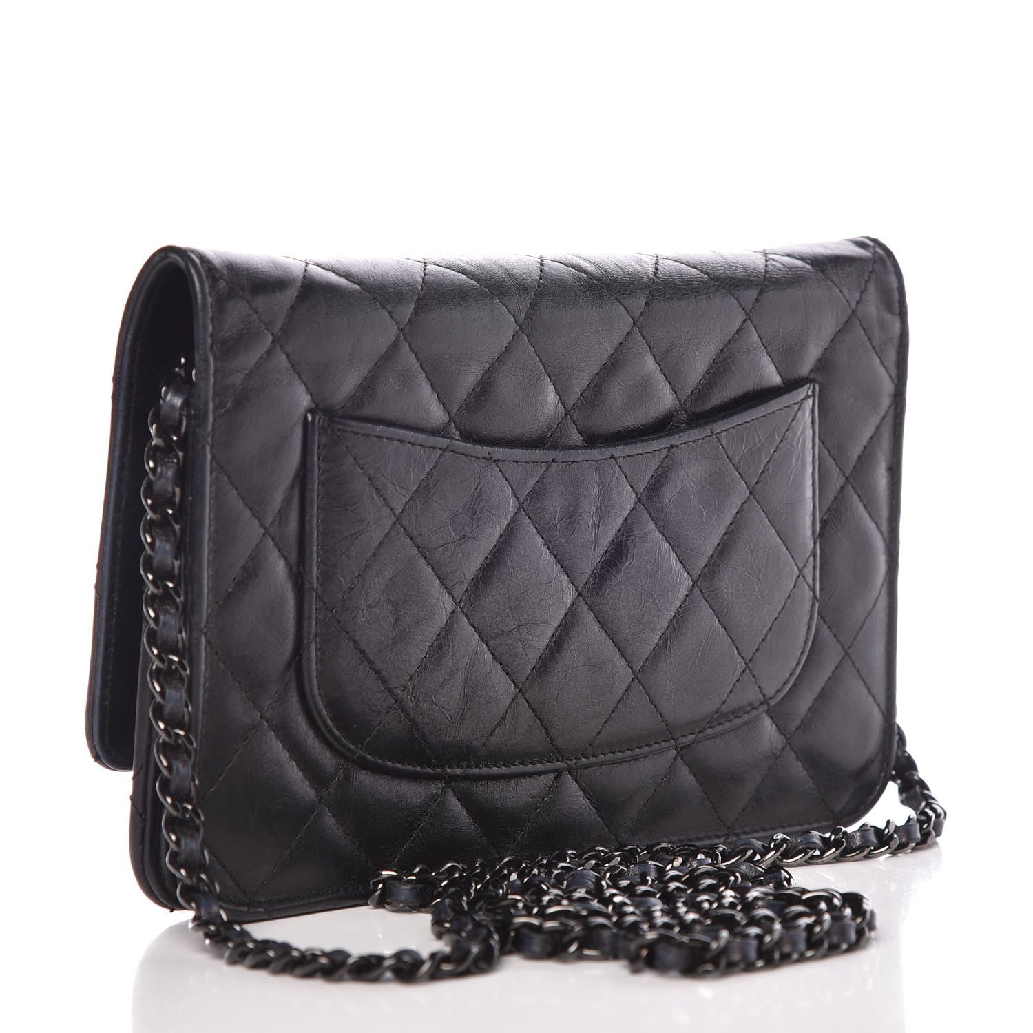 Chanel Aged Calfskin Quilted Reissue Wallet On Chain WOC So Black 3 of 9