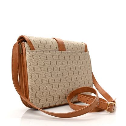 Saint Laurent Canvas All-Over Monogram Small Le Monogramme Satchel Beige Kaki Brown Gold 3 of 9