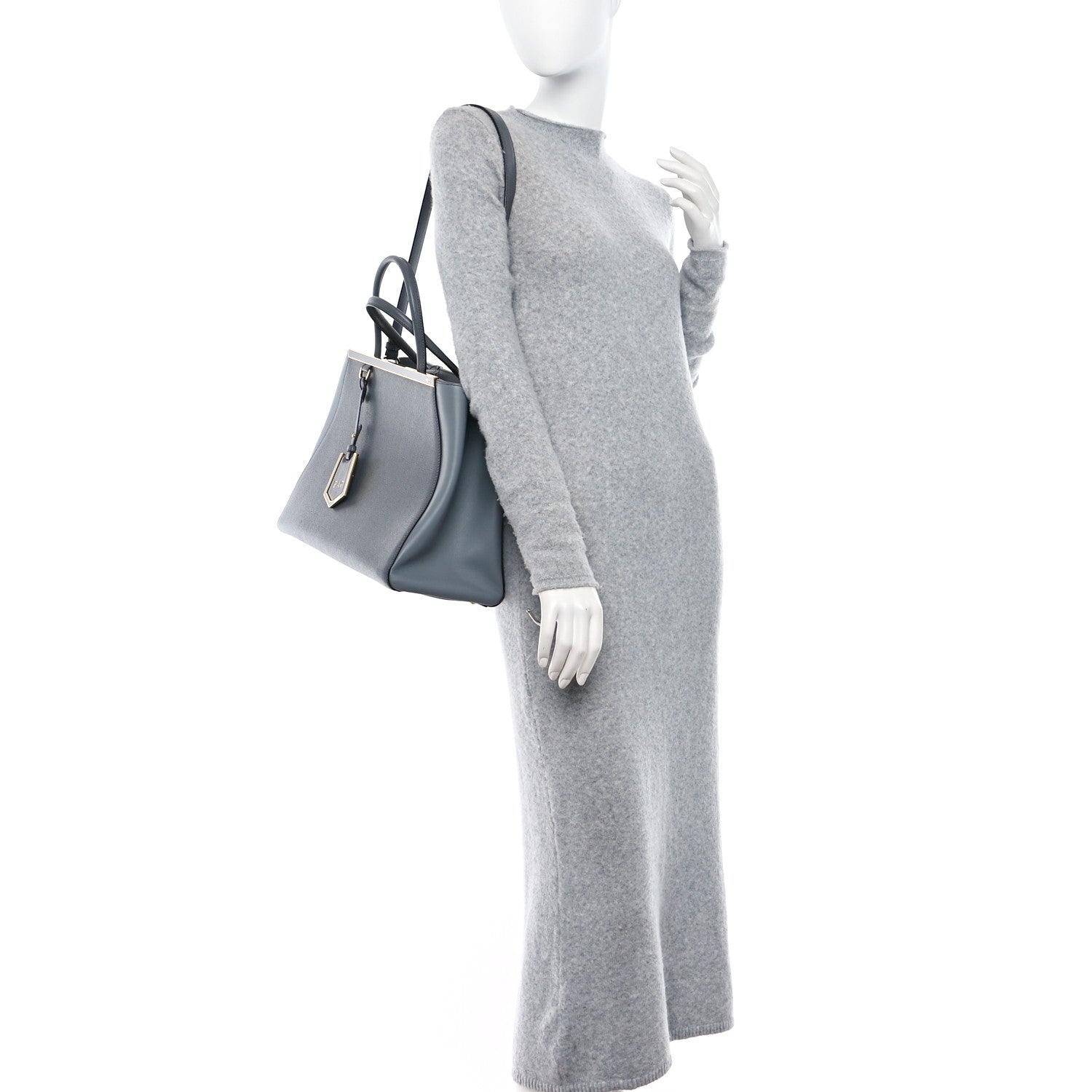 Fendi Vitello Elite Regular 2Jours Tote Gray 2 of 8