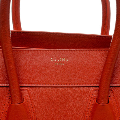 Celine Drummed Calfskin Mini Luggage Coquelicot 6 of 14