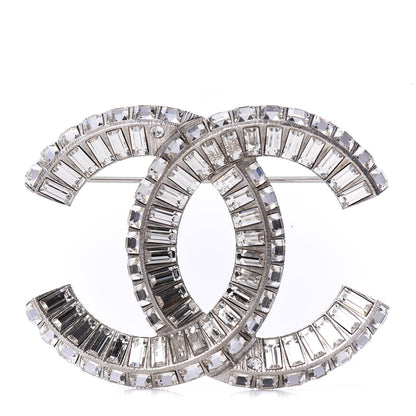 Chanel Baguette Crystal CC Brooch Silver 1 of 4