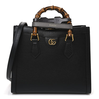 Gucci Textured Dollar Calfskin Web Small Diana Tote Bag Black Dusty Grey 1 of 10