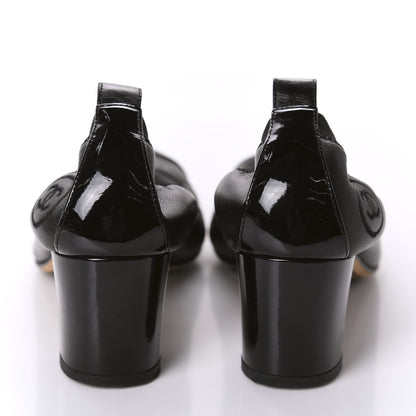 Chanel Lambskin Patent CC Elastic Pumps 36 Black 6 of 11
