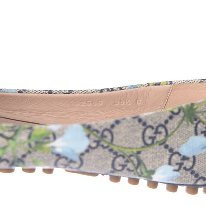 Gucci GG Supreme Monogram Blooms Ballet Flats 36.5 Beige Blue Navy Hibiscus Red 9 of 11