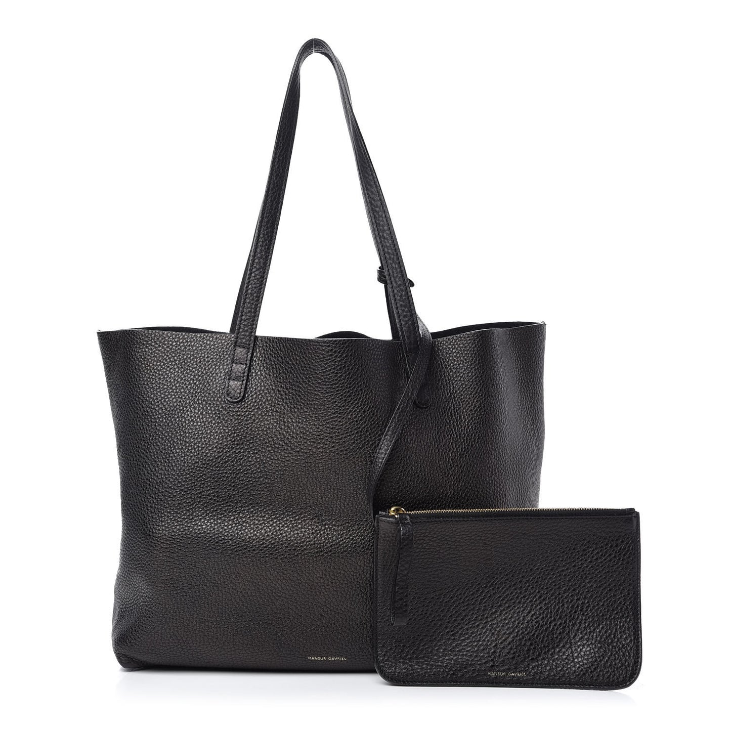 Tumbled Calfskin Large Shopping Tote Black