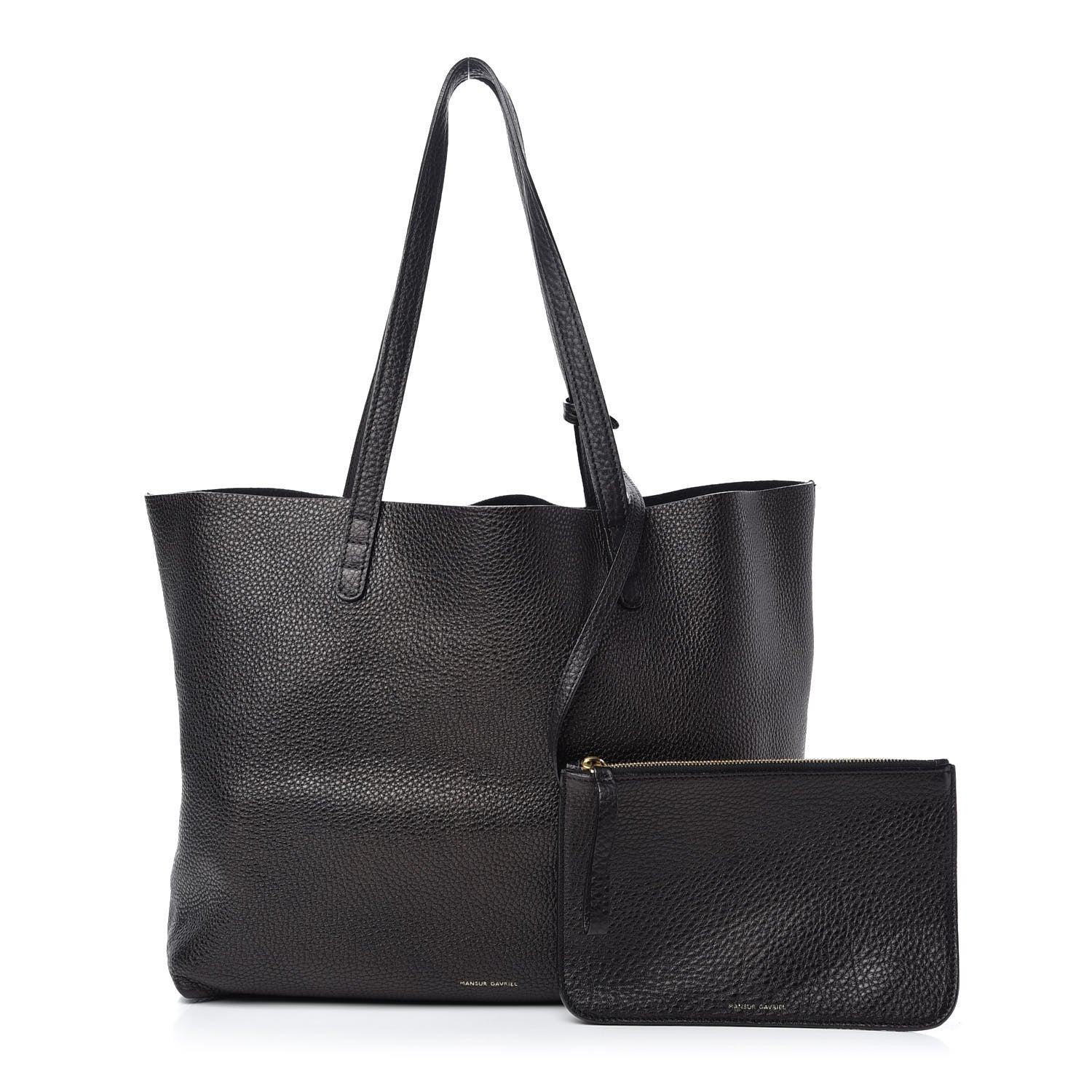Mansur Gavriel Tumbled Calfskin Large Shopping Tote Black 1 of 9