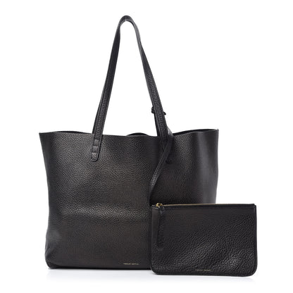 Mansur Gavriel Tumbled Calfskin Large Shopping Tote Black 1 of 9