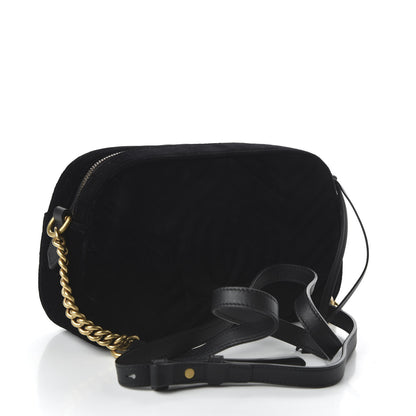 Gucci Velvet Matelasse Crystal Star Embroidered Small GG Marmont Chain Shoulder Bag Black 3 of 10