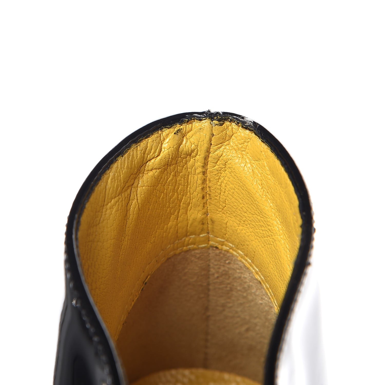 Saint Laurent Patent Paris Tribute 105 Platform Boots 38.5 Black Yellow 14 of 15