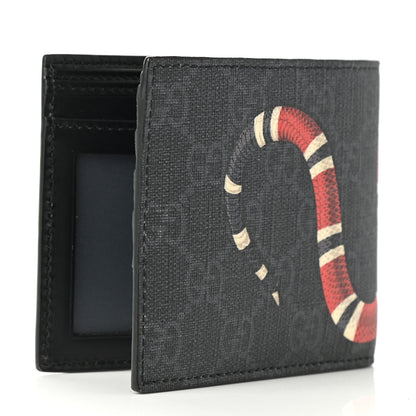 Gucci GG Supreme Monogram Selleria Calfskin Kingsnake Bi-Fold Wallet Black Multicolor 3 of 8